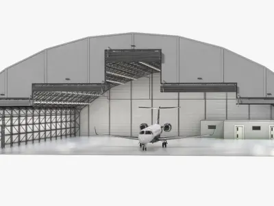 Private Jet Embraer Legacy 650E In Aircraft Hangar 3D model