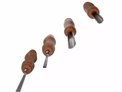 wood carving chisel Low-poly 3D model