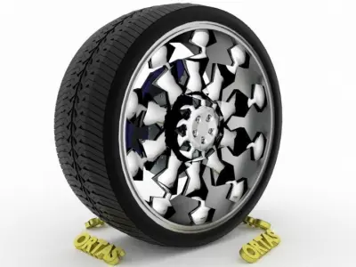 ORTAS CAR WHEEL RIM 72 GAME READY WHEEL RIM TIRE 3D model