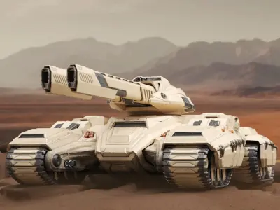 Sci Fi Artillery Battle Tank Sand Color  purchase 3D model