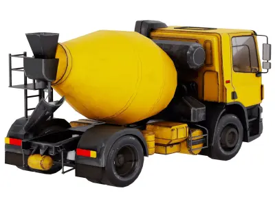Cement Mixer Construction Vehicle 3D model Low-poly 3D model