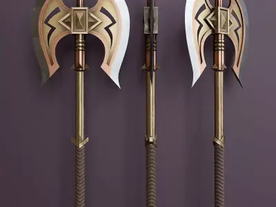 Fantasy style battle ax A2 3D model
