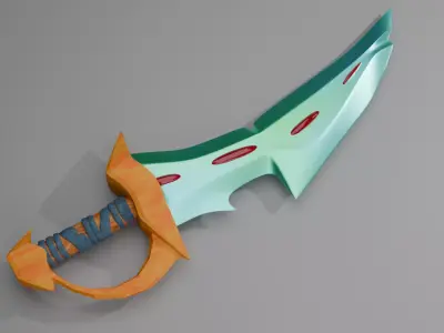 Stylized Emerald sword High poly 3D model