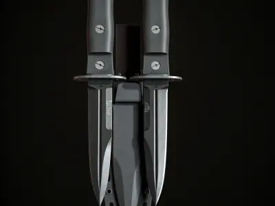 Military Knife Low-poly 3D model 2