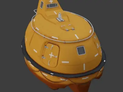 Single Fall Lifeboat Capsule 3D low-poly model Low-poly 3D model