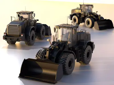 Wheel Loader Black Low-poly 3D model
