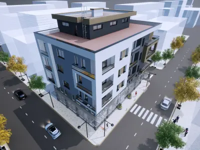 Modern Commercial And Residentiel Building Low-poly 3D model