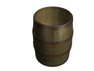 Wooden Barrel Low-poly 3D model 13