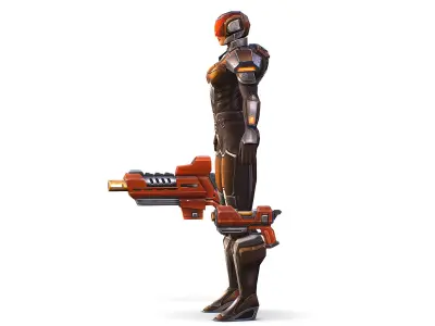 Cartoon Sci-Fi Cyborg Drone Trooper Soldier Low-poly 3D model 2