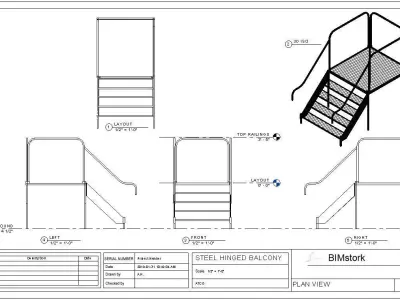 Steel Mountable  Stairs with Landing Free 3D model