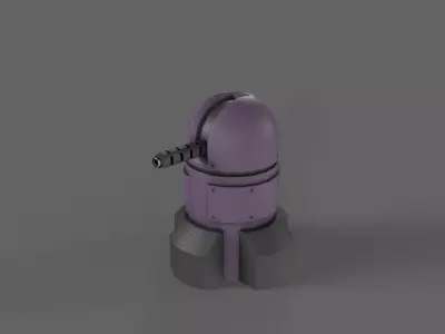 PBR Turret Gun 06 Purple Low-poly 3D model