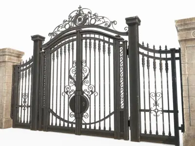 Classical style park iron gate 3D model