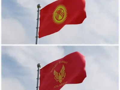 Animated Kyrgyzstan Flags 3D model