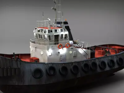 Remolcador de puerto Low-poly 3D model