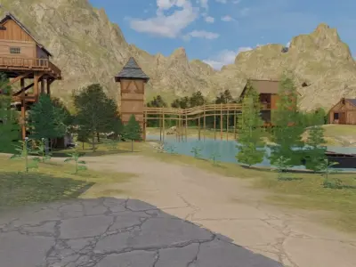 Medieval River Village 3D model
