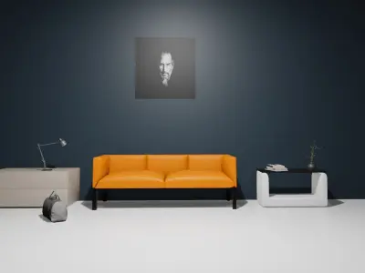 some furniture modern sofa and table and bag and table lamp  Free 3D model