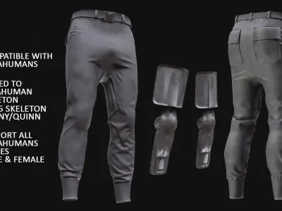 Military Armored Pants 10 - All MH Bodies-UE5 Skeletons - Rigged Low-poly 3D model