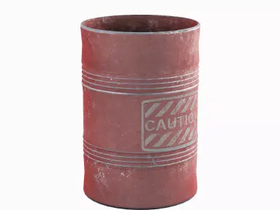 Old Steel Barrel Set Low-poly 3D model