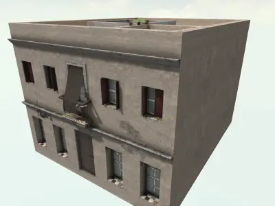 Old High-Quality 3D Colonial House Low-poly 3D model 10