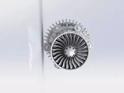 Textured Jet Engine 3D OBJ STL STEP FBX SolidWorks Renders 2D  3D model
