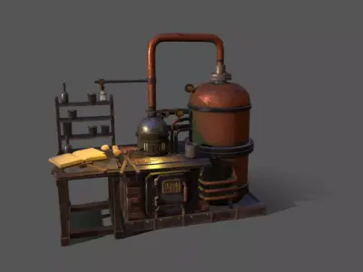 Steampunk Refinery 3D model