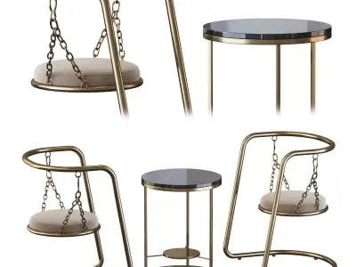 Coffee table and armchair 3D model