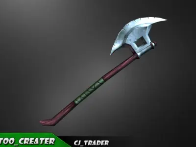 Fantasy Axe Lowpoly 3D Model Low-poly 3D model