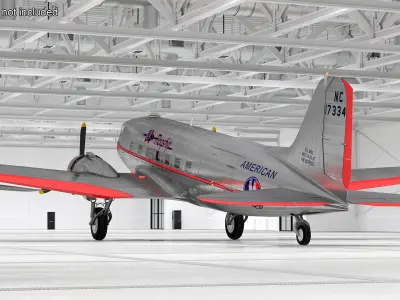 Vintage Propeller Aircraft Douglas DC-3 3D model