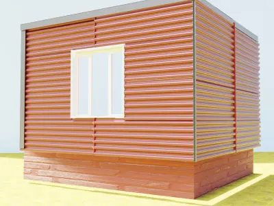 Facade Panels Ribbed Kit 3D model