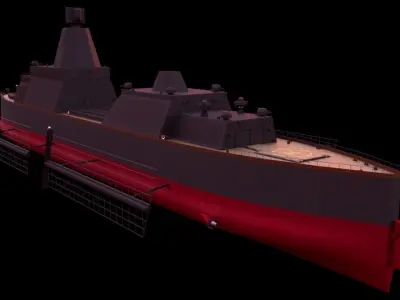 light cruiser  steampunk fantasy Low-poly 3D model