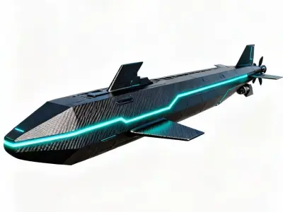 Carbon Stealth Interceptor 3D Model Low-poly 3D model