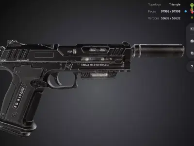 Futuristic Pistol 3D model buy