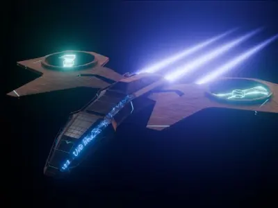 Sci-Fi Spaceship 3D Model   Low-poly 3D model