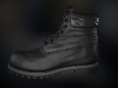 Black Timberland Boots Low-poly 3D model