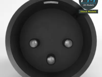 Male XLR audio connector 3D model