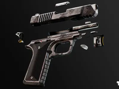 BN 90 Modern Handgun Low-poly 3D model