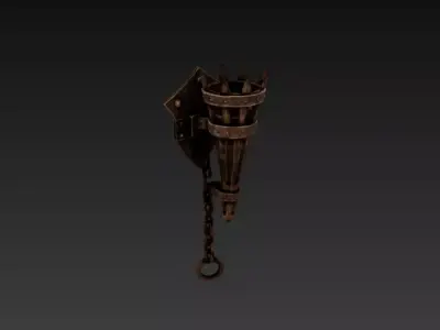 Medieval Torch Holder - Iron Wall Sconce PBR Low Poly Game Ready Low-poly 3D model