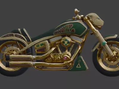 Luxury Jeweled Aztec Jaguar Warrior Motorcycle Low-poly 3D model
