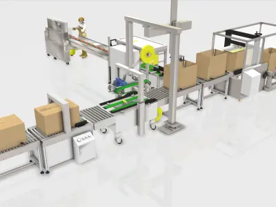 FULL Line Packaging Machine - Industrial Design Low-poly 3D model