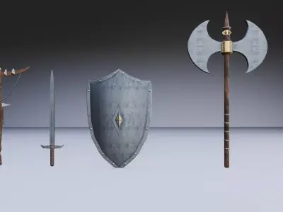 Weapon bundle  Low-poly 3D model