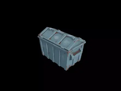 Low Poly Stylized Weathered Industrial Dumpster Low-poly 3D model