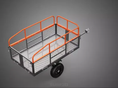 TOWING TRAILER TOW BEHIND DUMP GARDEN TRACTOR CONSTRUCTION CART 3D model