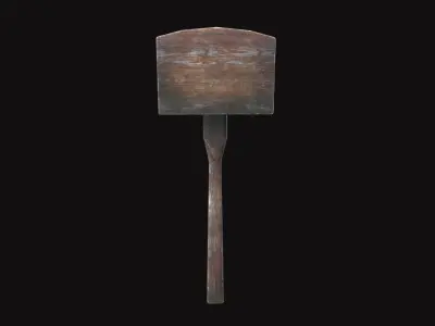 Medieval Wooden Hammer V02 Low-poly 3D model