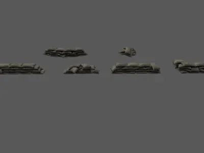 Military Sandbags Low-poly 3D model