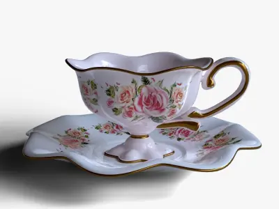 Antique Cup of Tea Low-poly 3D model