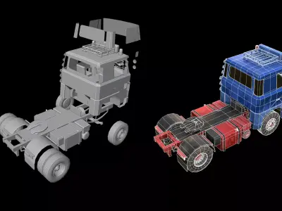 Classic European Semi Truck 4k PBR Low-poly 3D model
