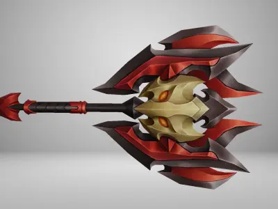 Futuristic Axe Low-poly 3D model 5