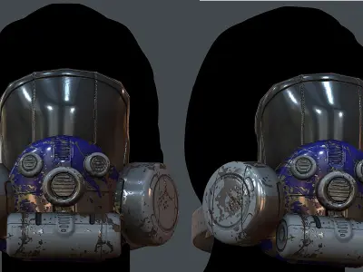 Gas mask helmet 3d model scifi Low-poly Low-poly 3D model Low-poly 3D model 8