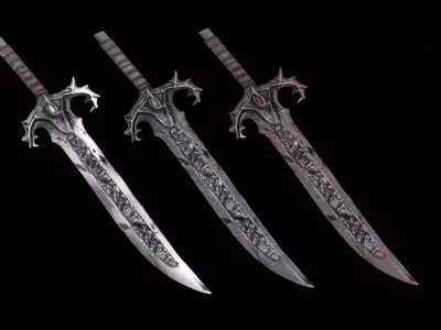 Stylized dark fantasy blade Low-poly 3D model