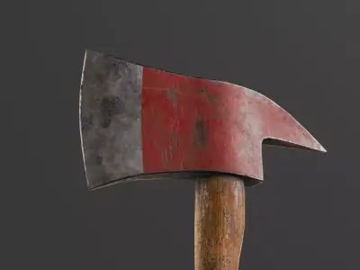 Worn Fire Axe Game Ready PBR Asset Low and High Poly 4K Textures Low-poly 3D model